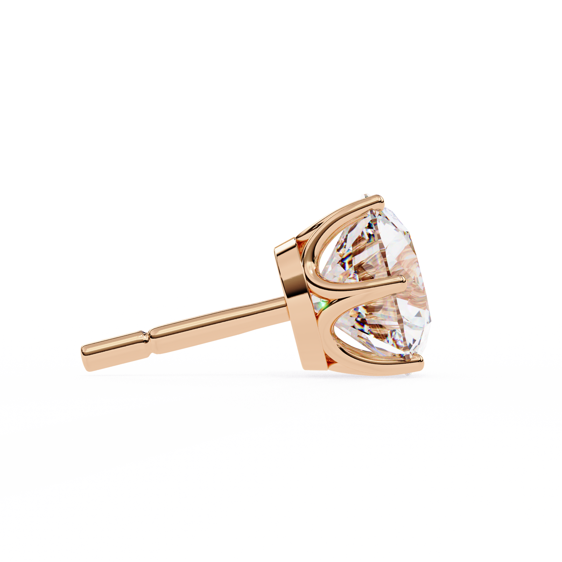 Yellow Gold Round Lab Diamond Stud Earrings