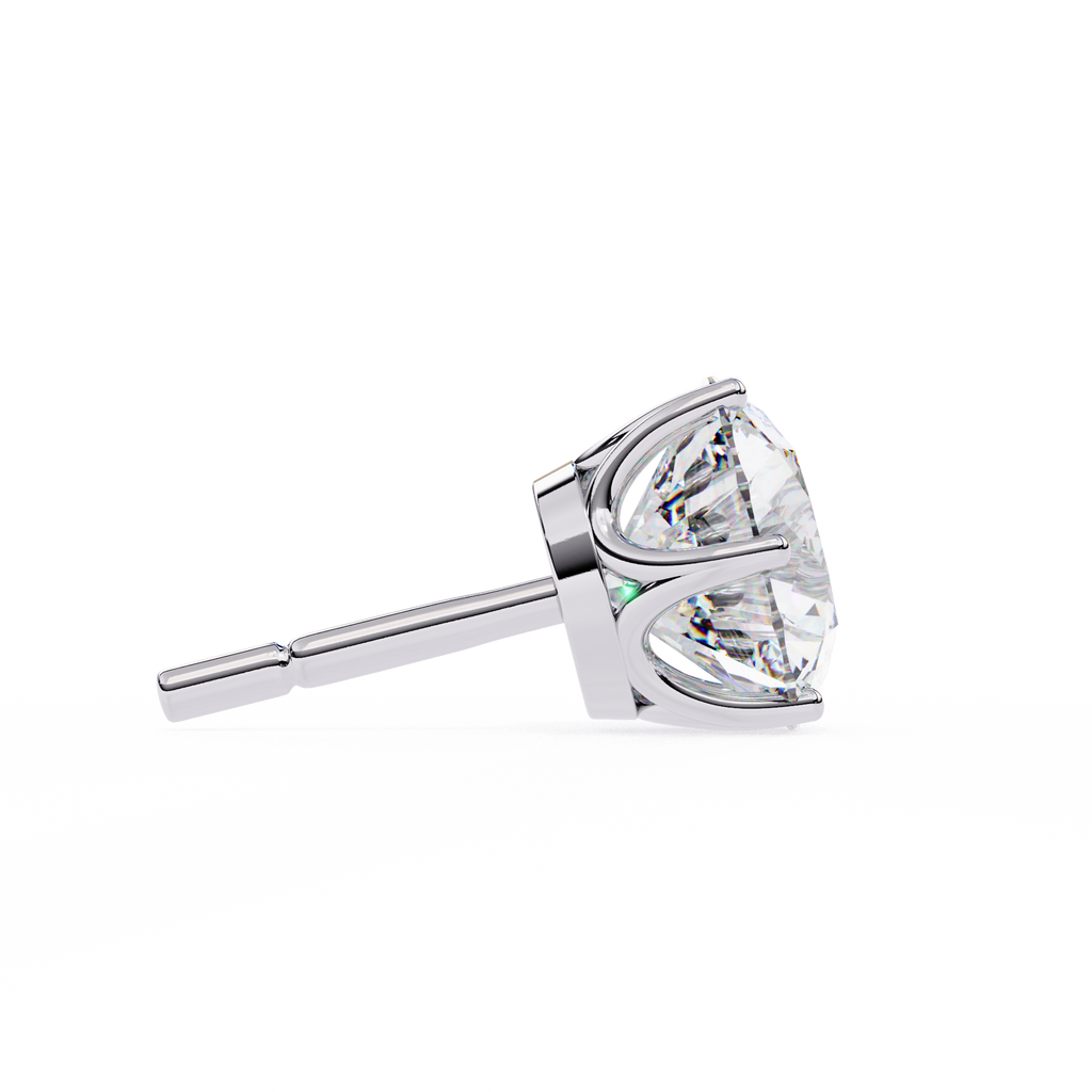 Round Diamond Stud Earrings 6-Prong Basket Setting