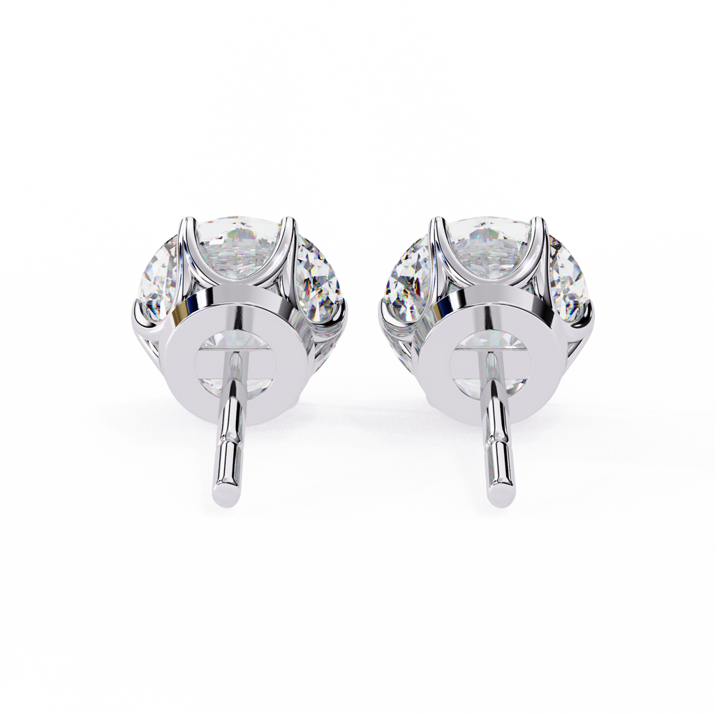 Round Diamond Stud Earrings 6-Prong Basket Setting