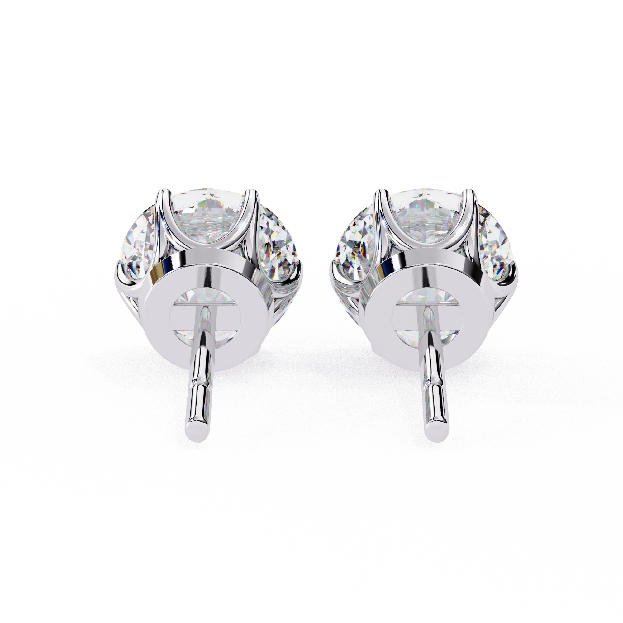 Round Diamond Stud Earrings 6-Prong Basket Setting