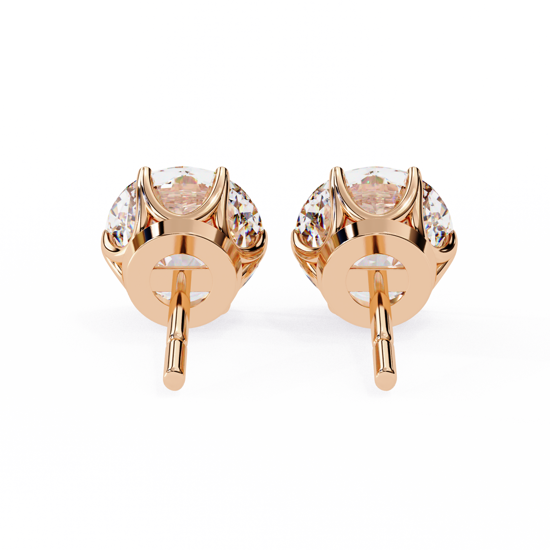 Yellow Gold Round Lab Diamond Stud Earrings