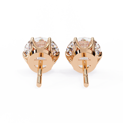 Round Diamond Stud Earrings 6-Prong Basket Setting