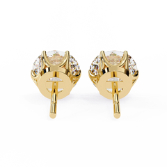 Round Diamond Stud Earrings 6-Prong Basket Setting