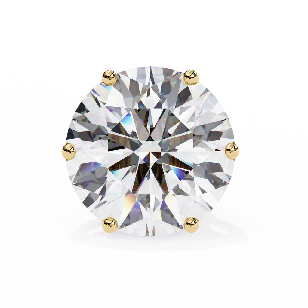 Round Diamond Stud Earrings 6-Prong Basket Setting