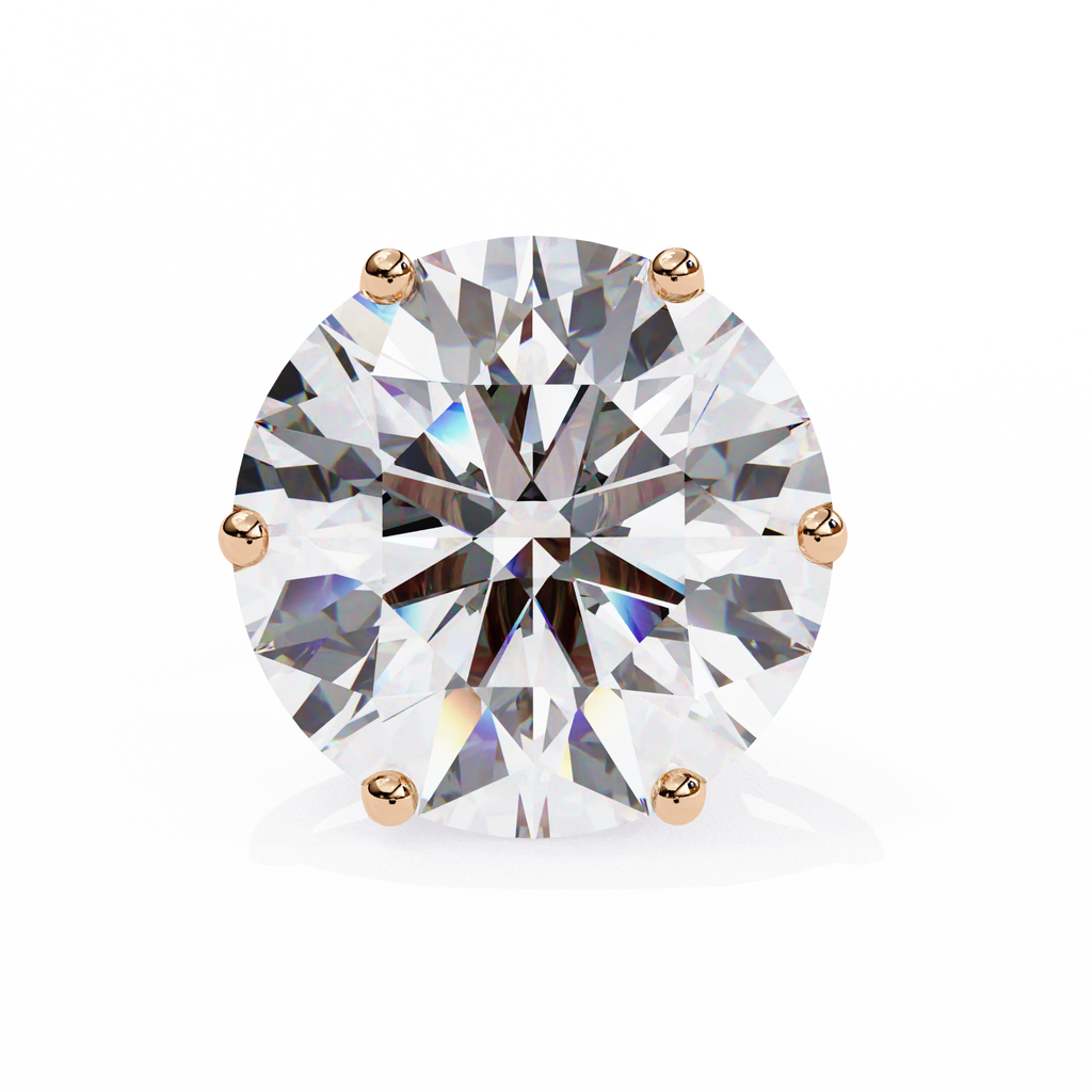 Round Diamond Stud Earrings 6-Prong Basket Setting