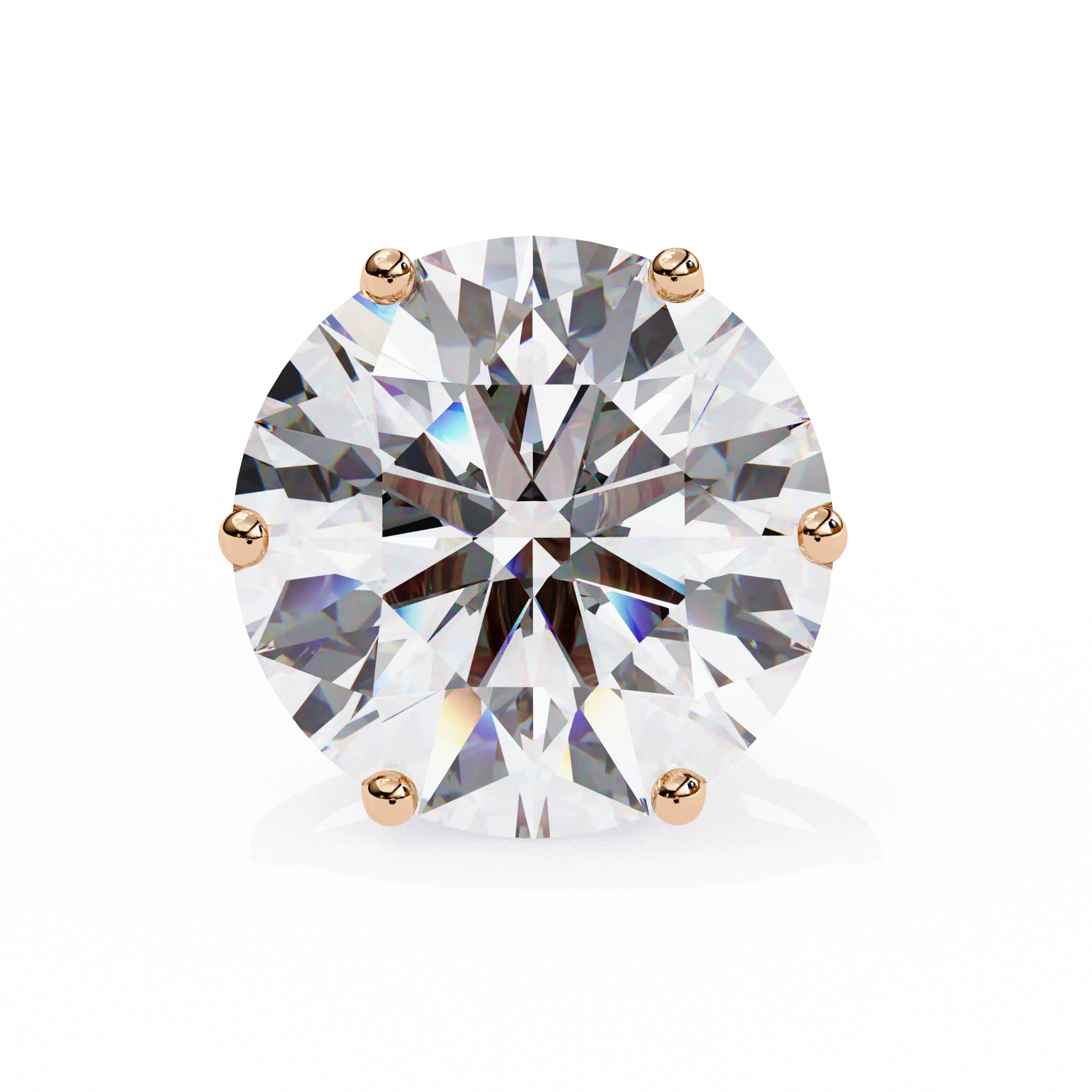 Yellow Gold Round Lab Diamond Stud Earrings