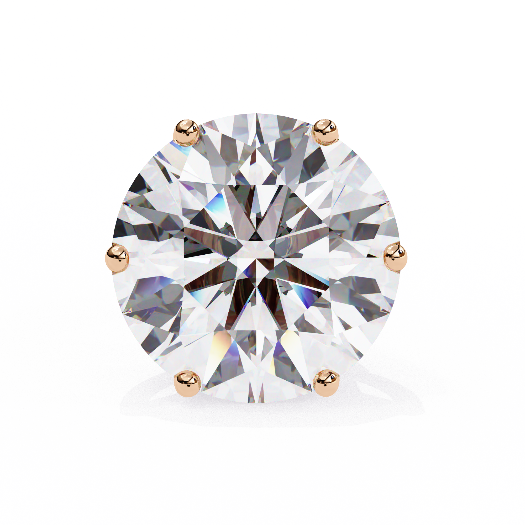 Round Diamond Stud Earrings 6-Prong Basket Setting