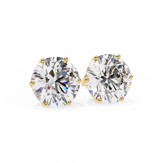 Round Diamond Stud Earrings 6-Prong Basket Setting