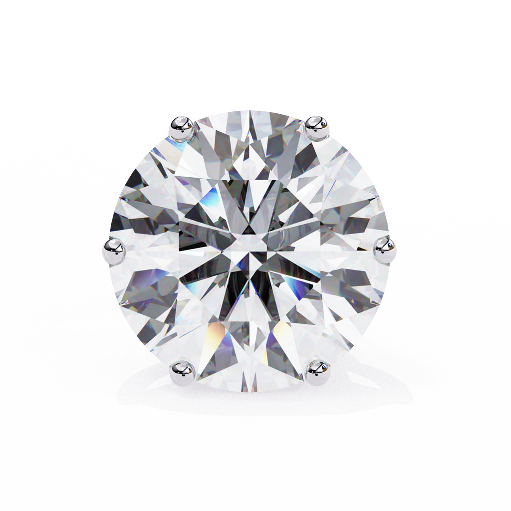 Round Diamond Stud Earrings 6-Prong Basket Setting