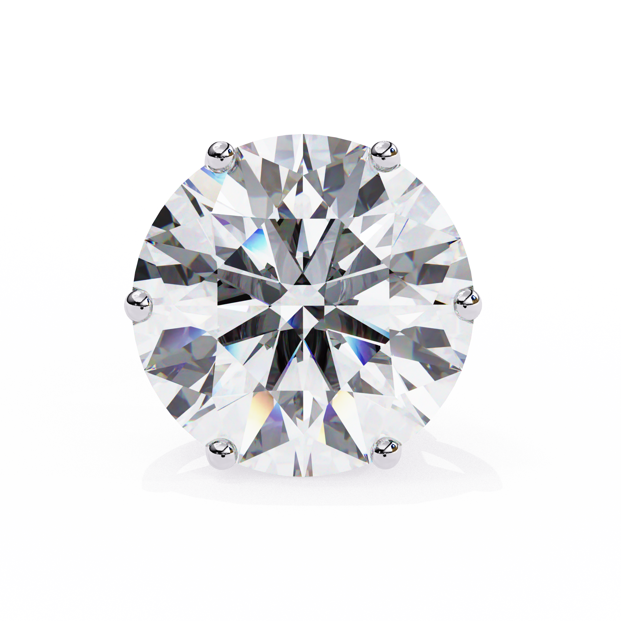 Round Diamond Stud Earrings 6-Prong Basket Setting