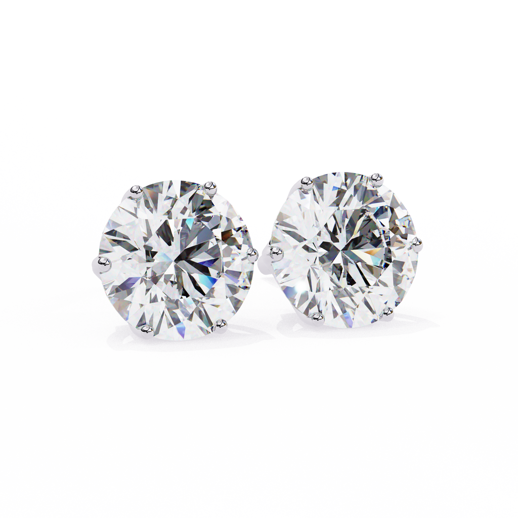 2.57 Carat Round Cut Lab Grown Diamond Studs For Women