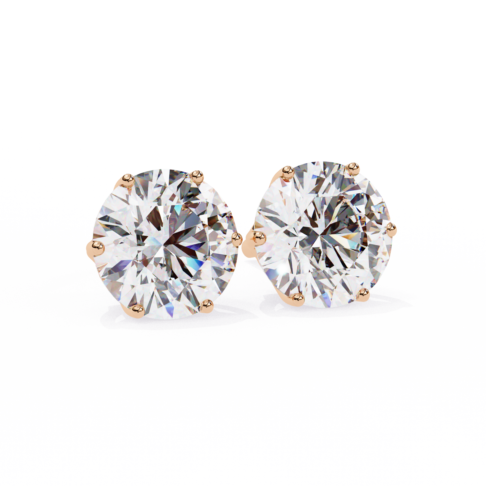 Yellow Gold Round Lab Diamond Stud Earrings