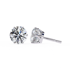 Round Diamond Stud Earrings 6-Prong Basket Setting