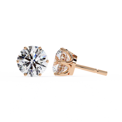 Round Diamond Stud Earrings 6-Prong Basket Setting