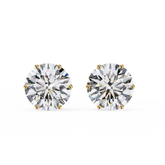 Round Diamond Stud Earrings 6-Prong Basket Setting