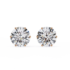 Round Diamond Stud Earrings 6-Prong Basket Setting