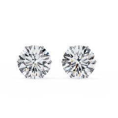 Round Diamond Stud Earrings 6-Prong Basket Setting