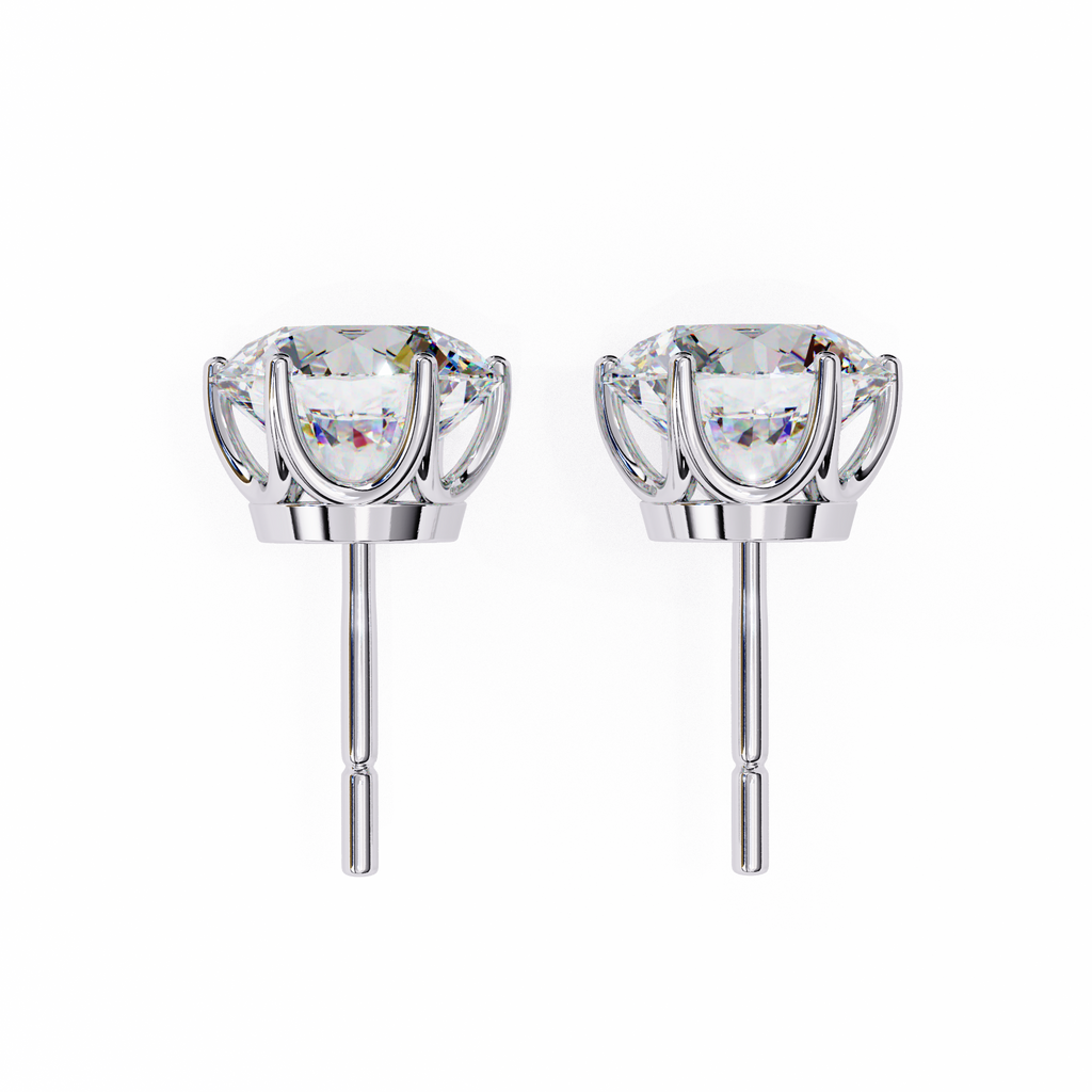 Round Diamond Stud Earrings 6-Prong Basket Setting
