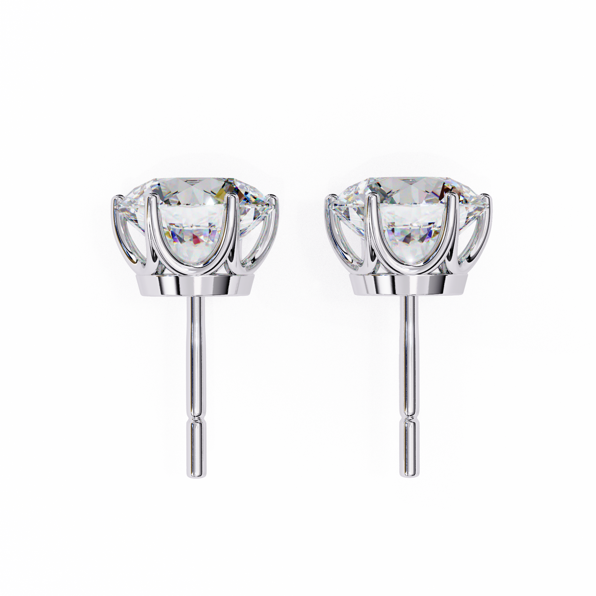 Yellow Gold Round Lab Diamond Stud Earrings