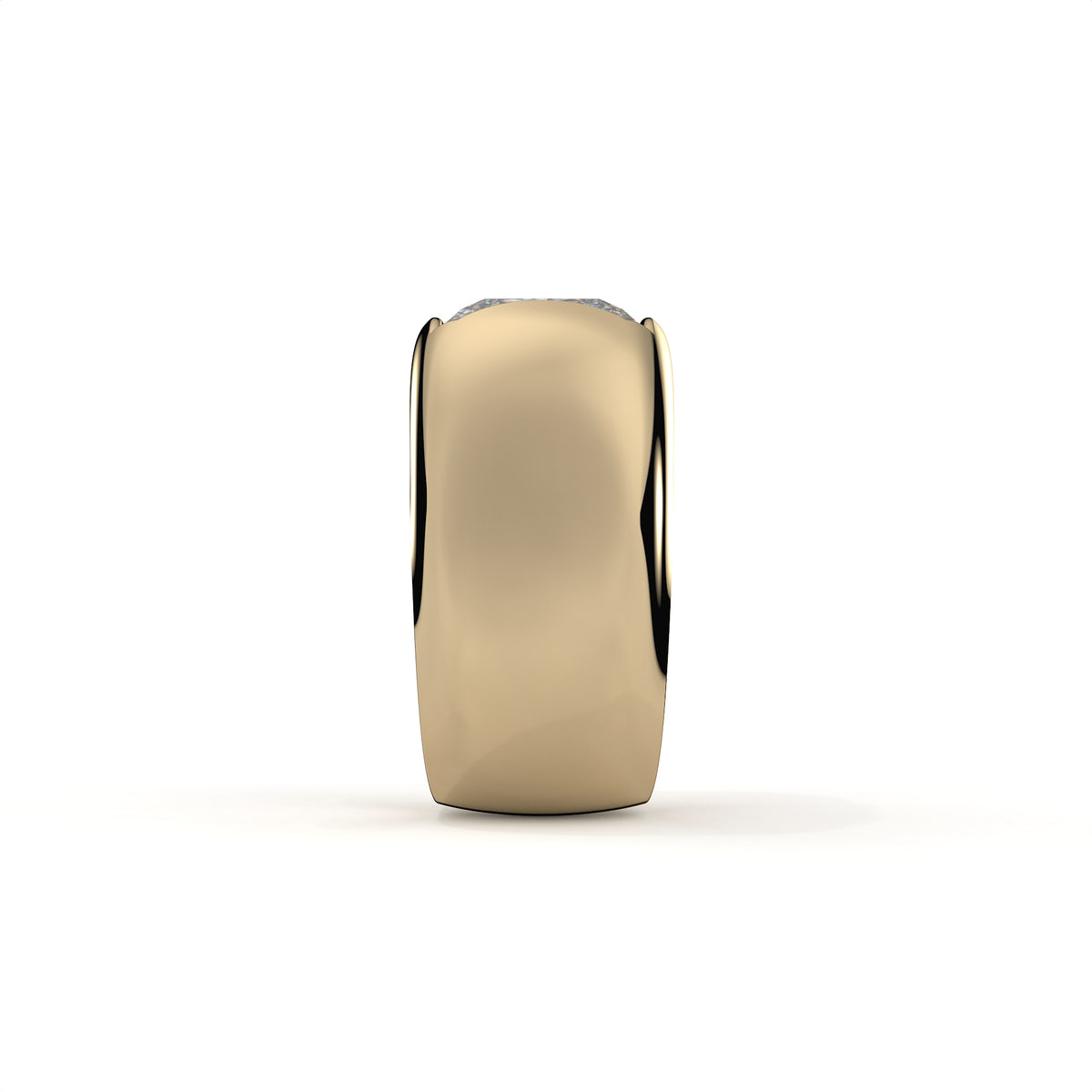 Gold ring with black interior on a white background
