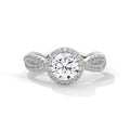 1.40 Carat Criss Cross Round Cut Lab Diamond Halo Wedding Ring