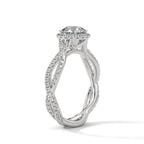 Twisted Shank Round Diamond Halo Engagement Ring