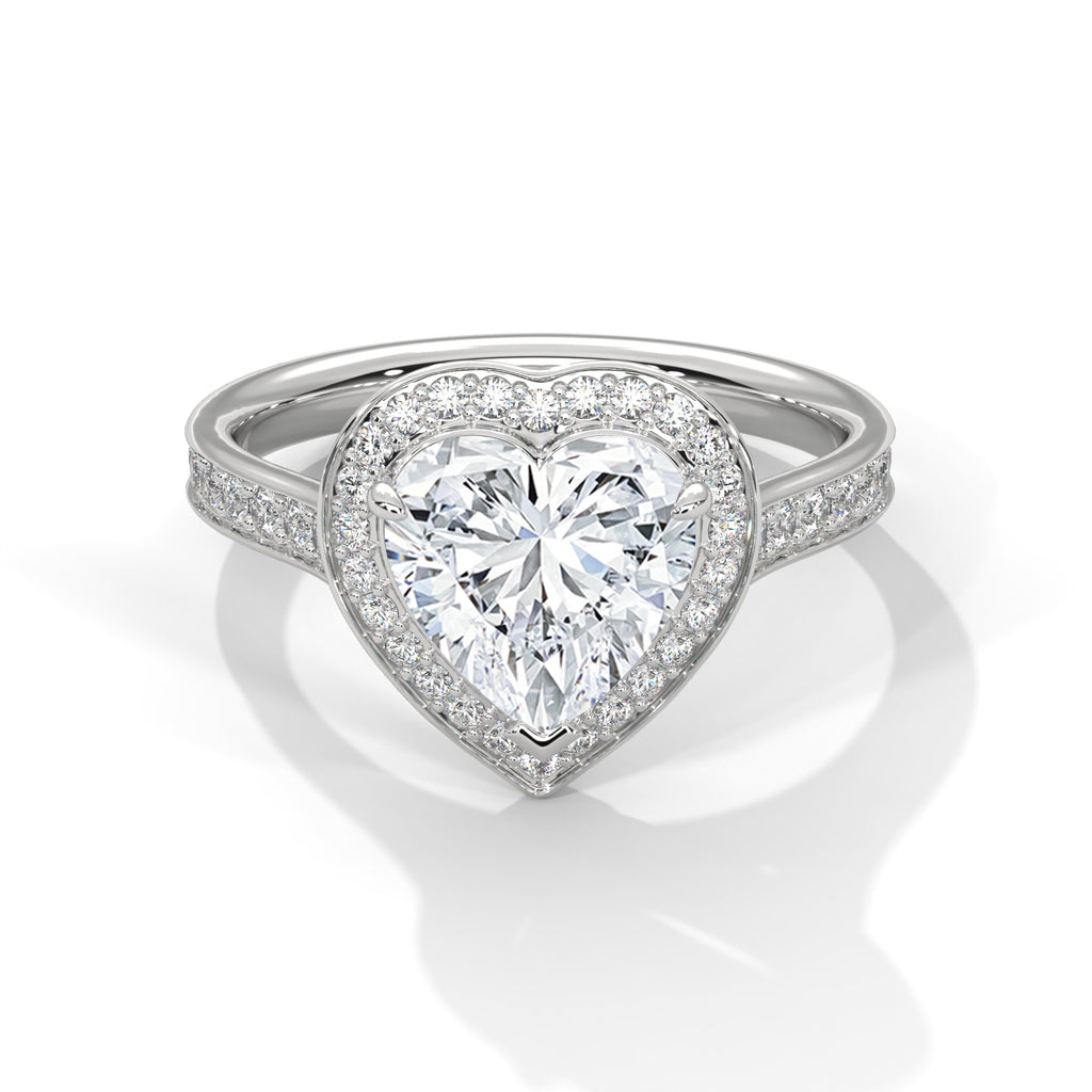 2.49 Carat Heart Cut Lab Created Halo Diamond Engagement Ring