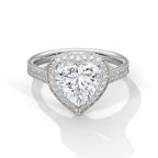 Heart Shaped Lab Diamond Halo Solitaire Ring