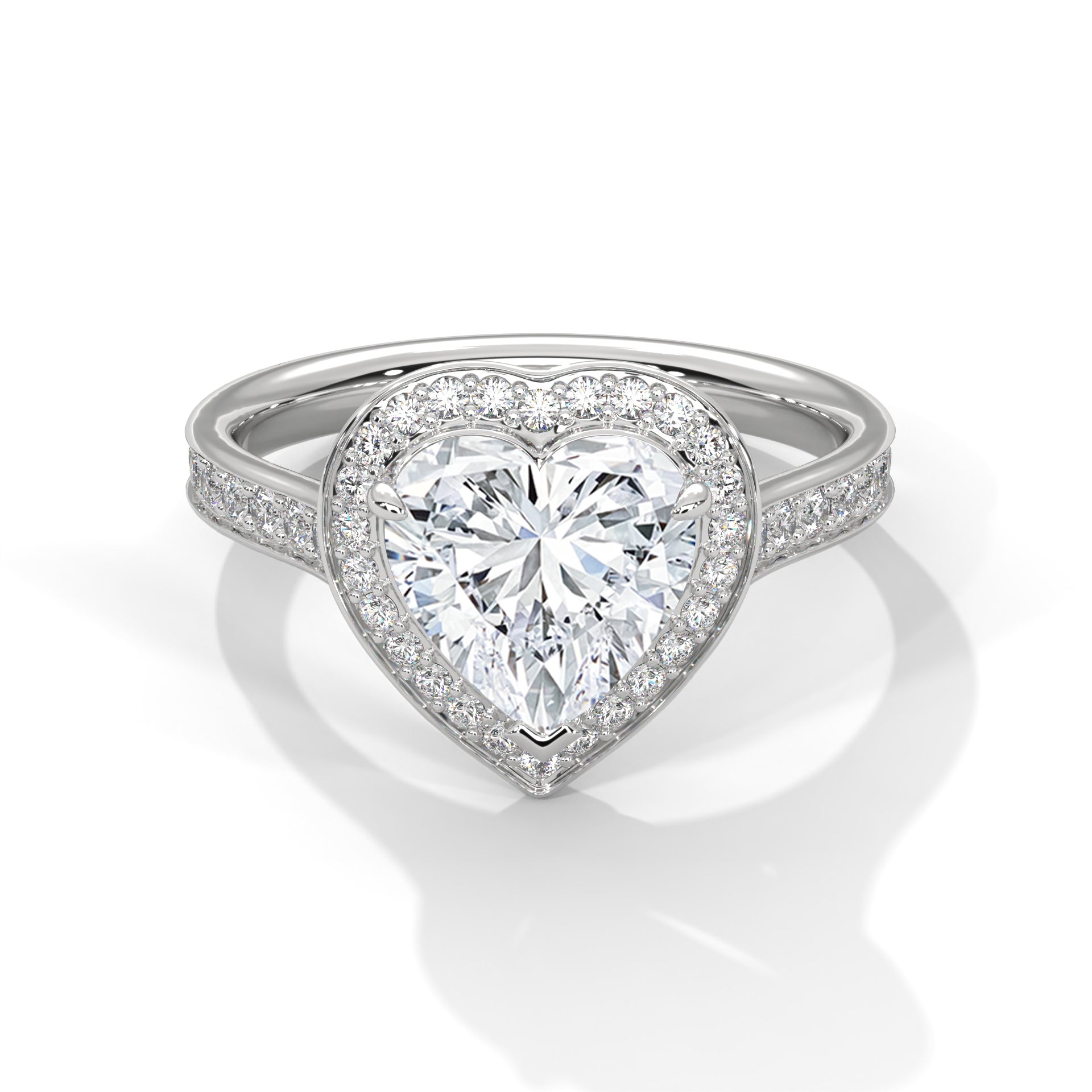 Heart Shaped Lab Diamond Halo Solitaire Ring