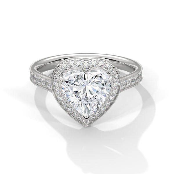 Heart Shaped Lab Diamond Halo Solitaire Ring