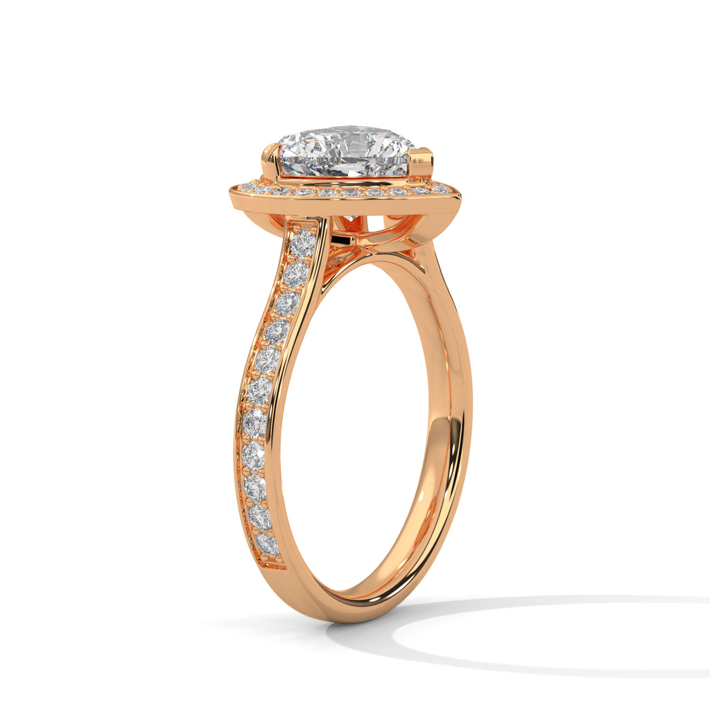 Unique Heart Cut Lab Diamond Halo Solitaire Ring