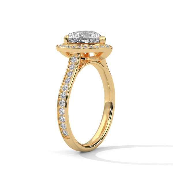 Heart Shaped Lab Diamond Halo Solitaire Ring