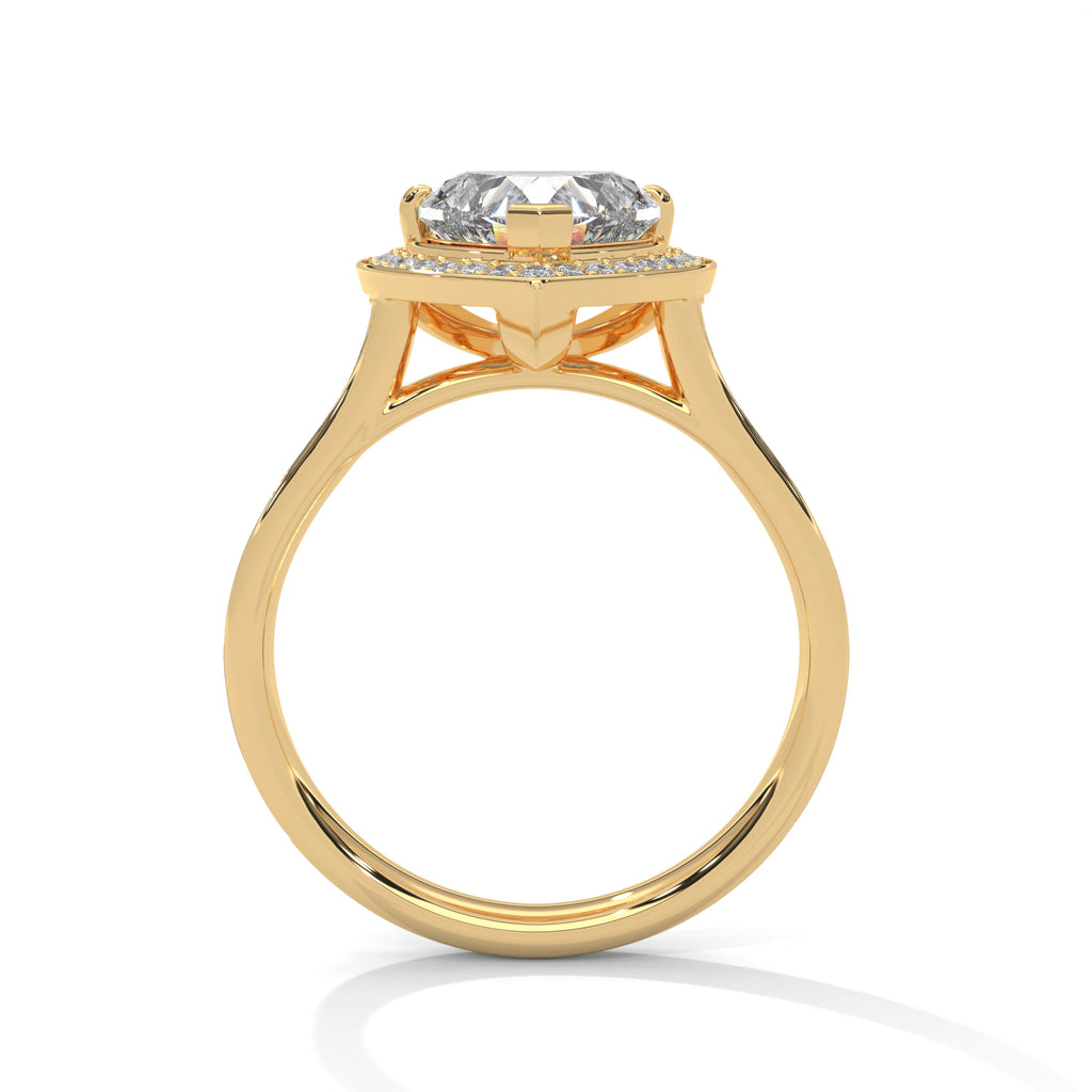 Unique Heart Cut Lab Diamond Halo Solitaire Ring