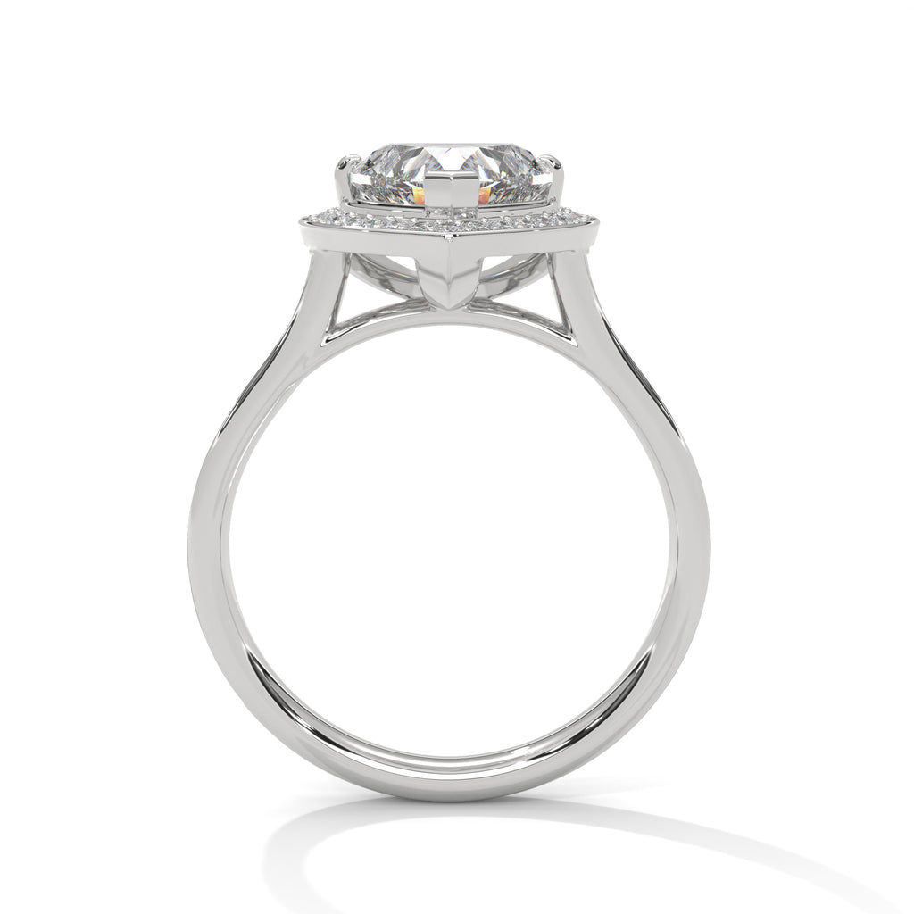 Unique Heart Cut Lab Diamond Halo Solitaire Ring