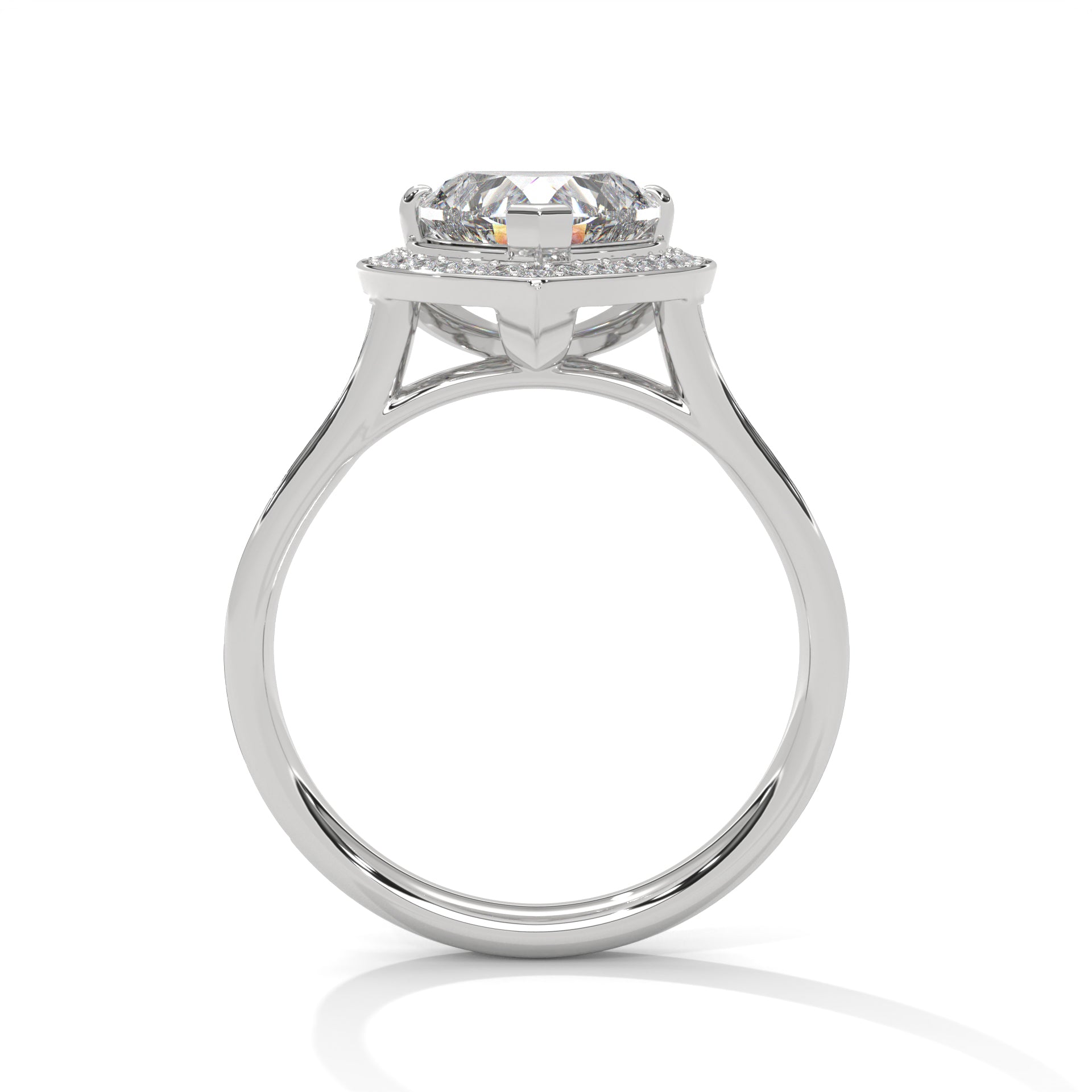 Heart Shaped Lab Diamond Halo Solitaire Ring