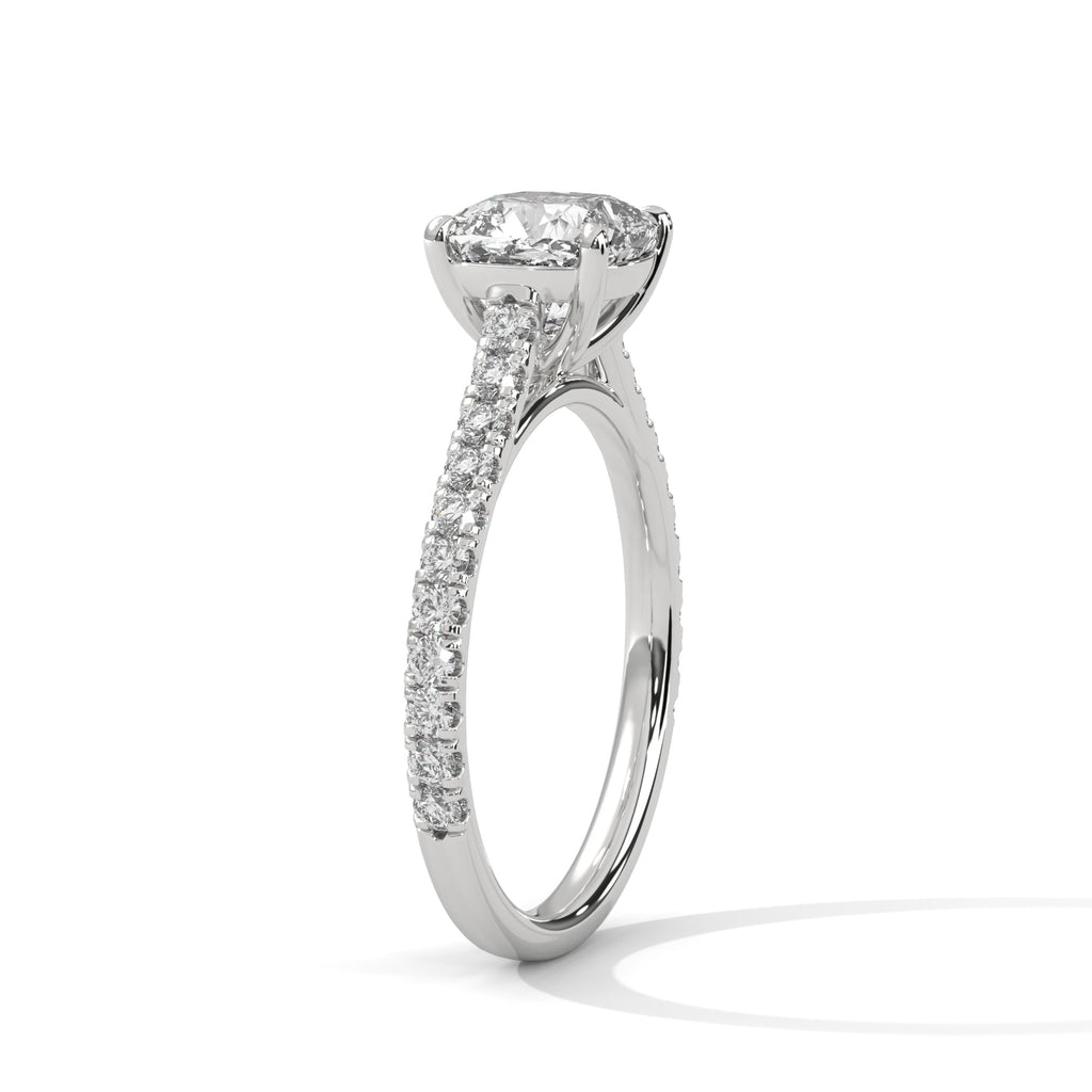 1.40 Carat Lab Grown Cushion Cut Diamond Side Stone Ring
