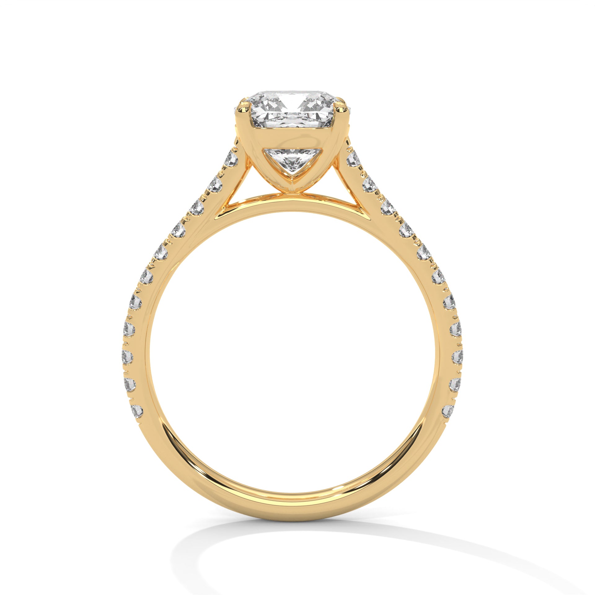 Cushion Diamond Solitaire Ring With Accent Setting