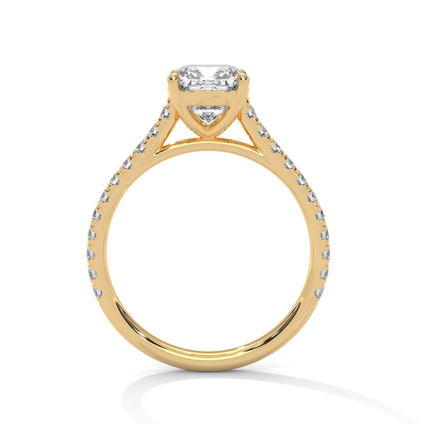 Cushion Diamond Solitaire Ring With Accent Setting