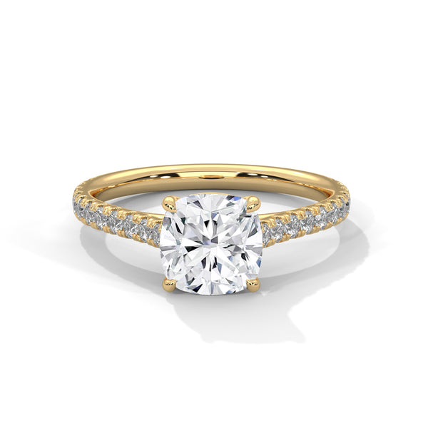 Cushion Diamond Solitaire Ring With Accent Setting