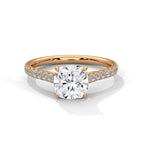Cushion Diamond Solitaire Ring With Accent Setting