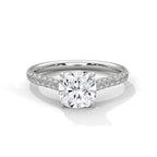 Cushion Diamond Solitaire Ring With Accent Setting