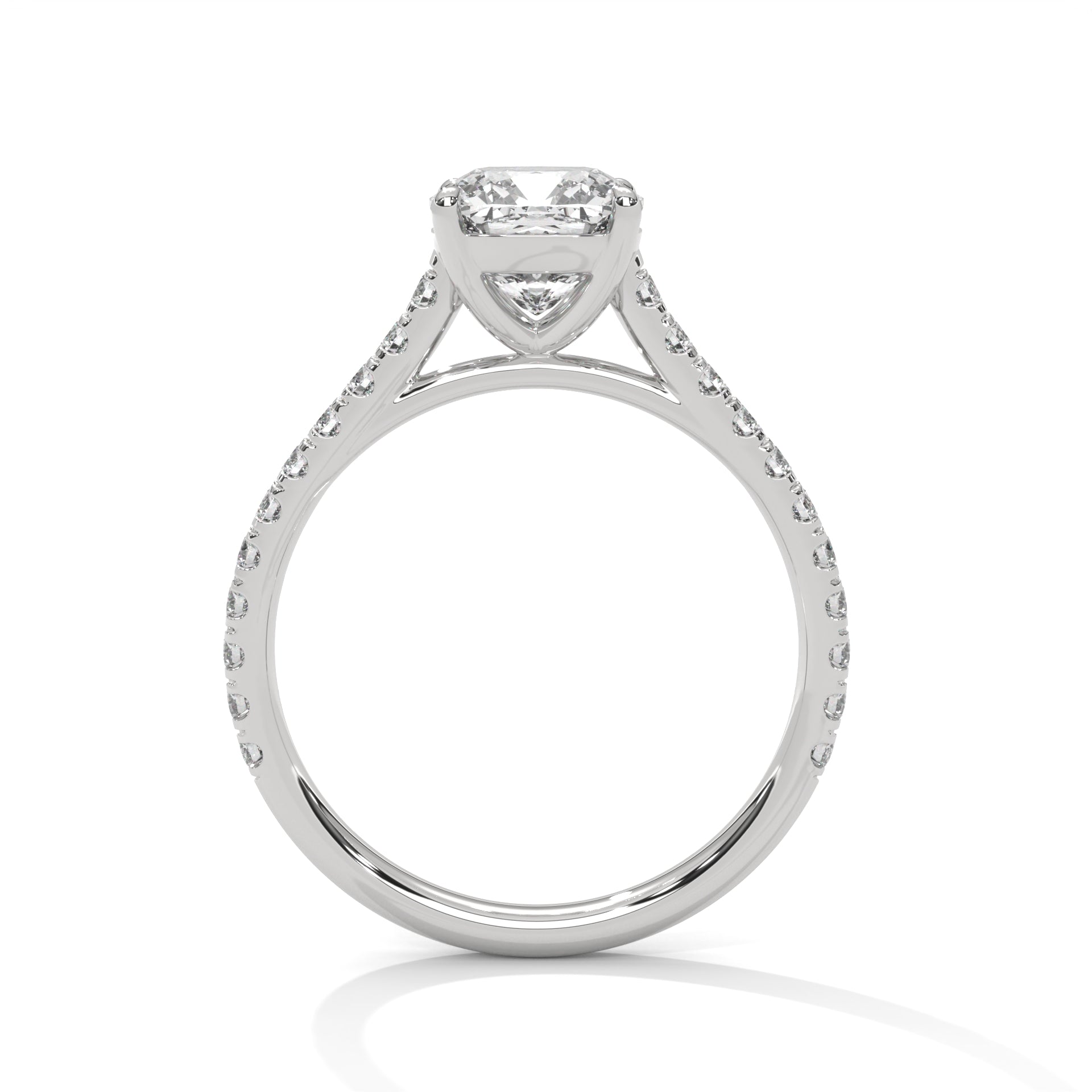1.40 Carat Lab Grown Cushion Cut Diamond Side Stone Ring