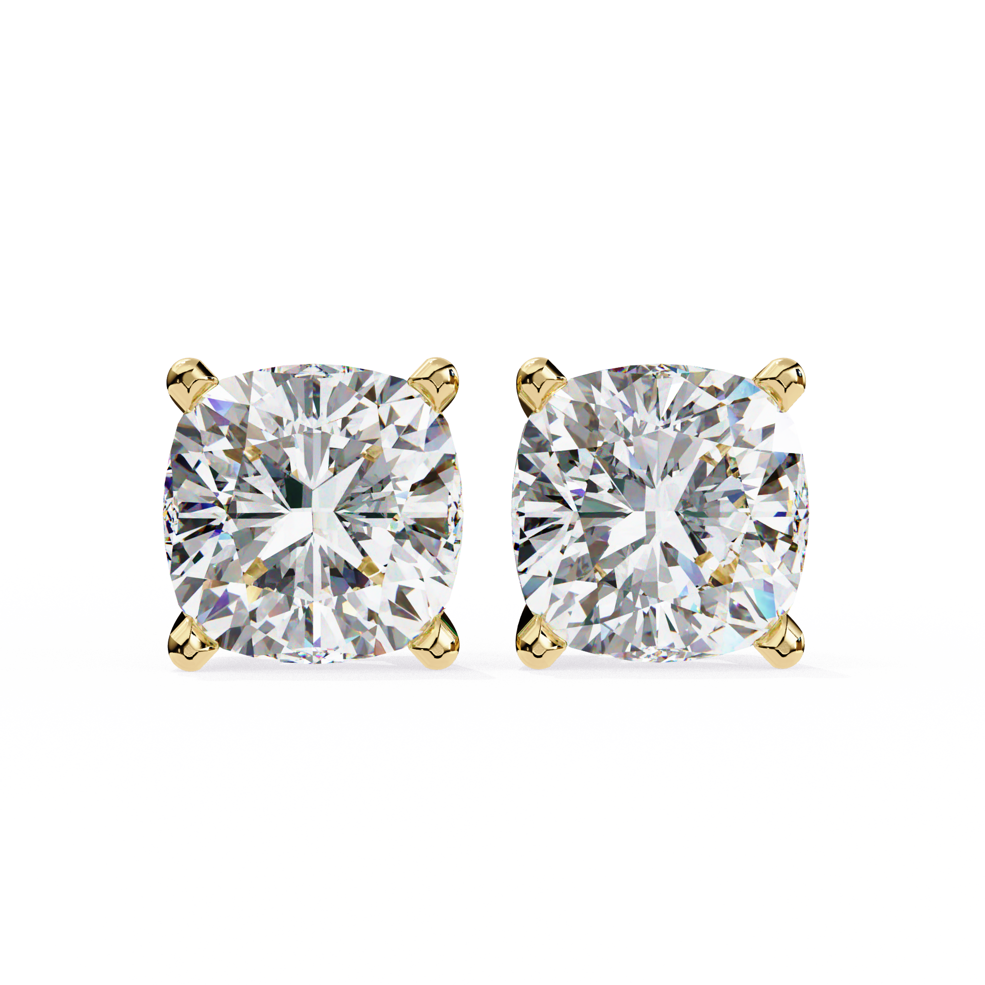 Cushion Diamond Stud Earrings 4-Prong Basket Setting
