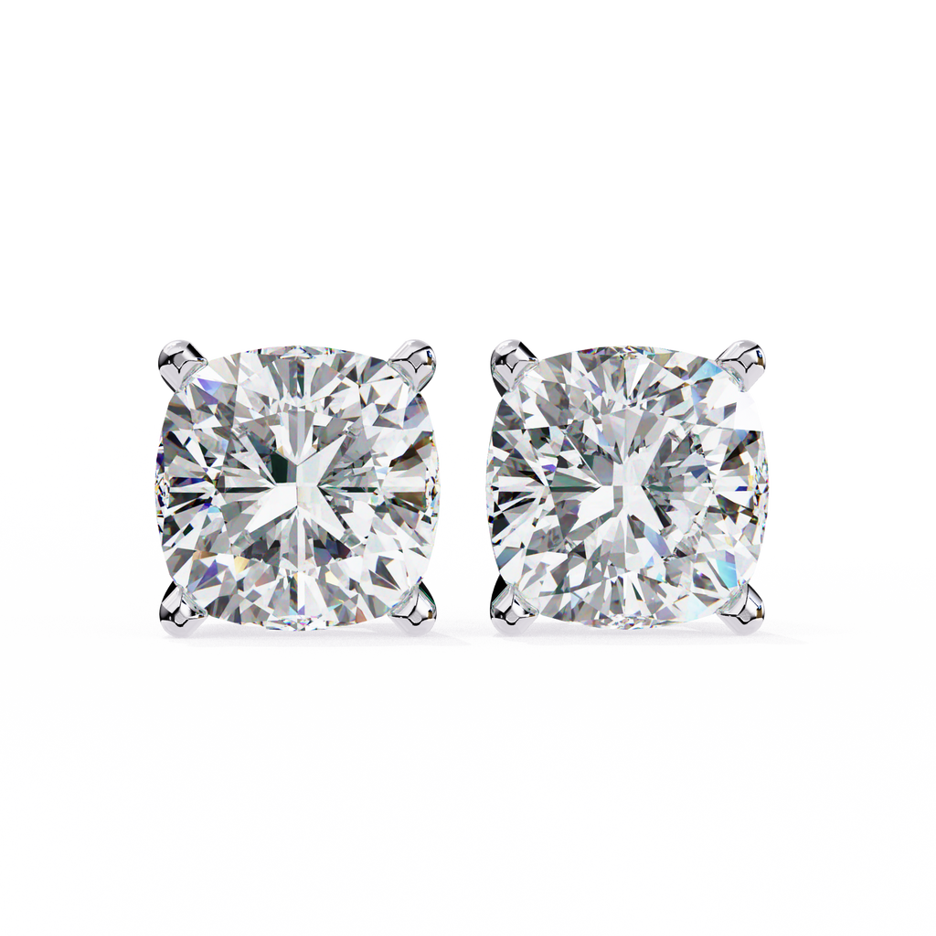 2.33 Carat Cushion Cut Lab Grown Diamond Tiny Stud Earrings