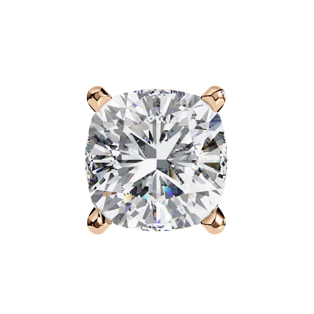 Cushion Diamond Stud Earrings 4-Prong Basket Setting