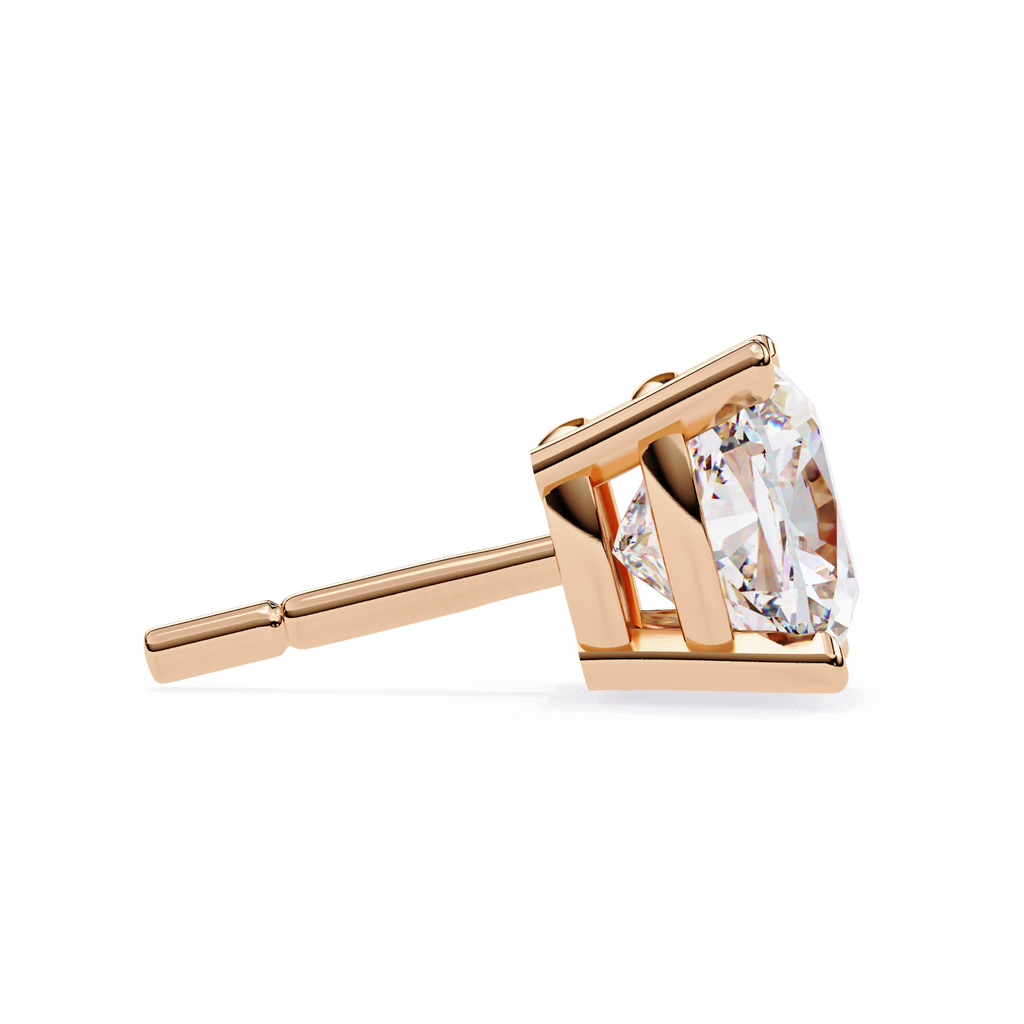 Cushion Diamond Stud Earrings 4-Prong Basket Setting