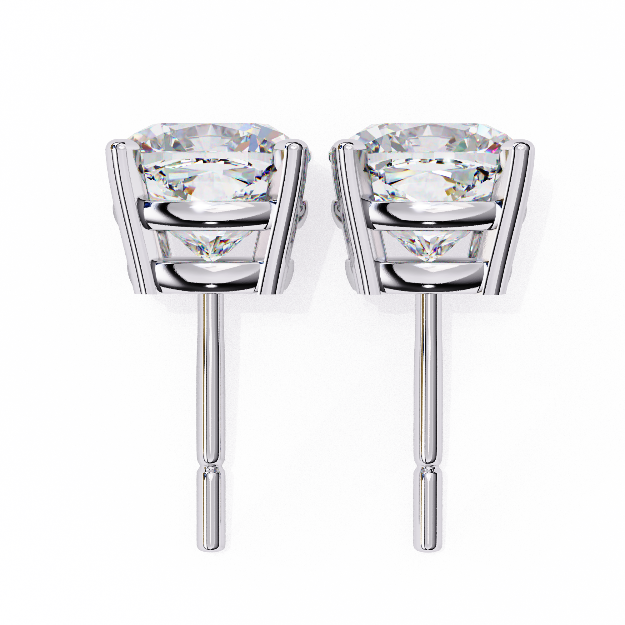 Cushion Diamond Stud Earrings 4-Prong Basket Setting