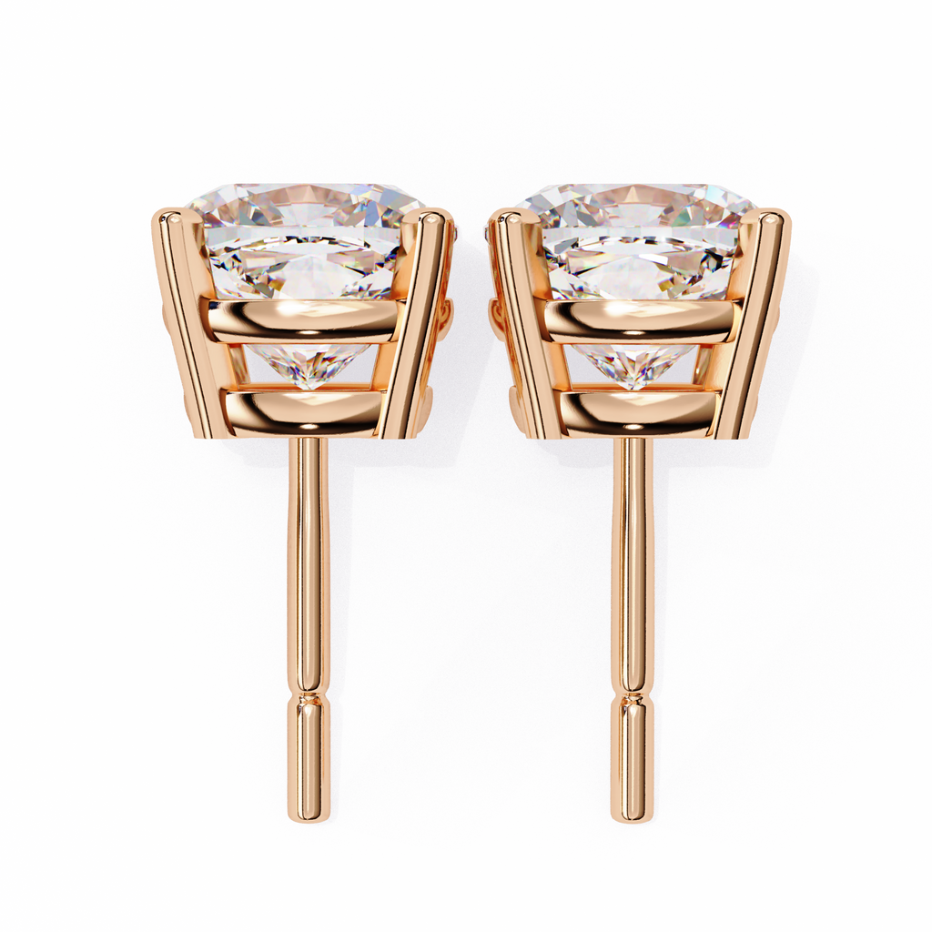 Cushion Diamond Stud Earrings 4-Prong Basket Setting