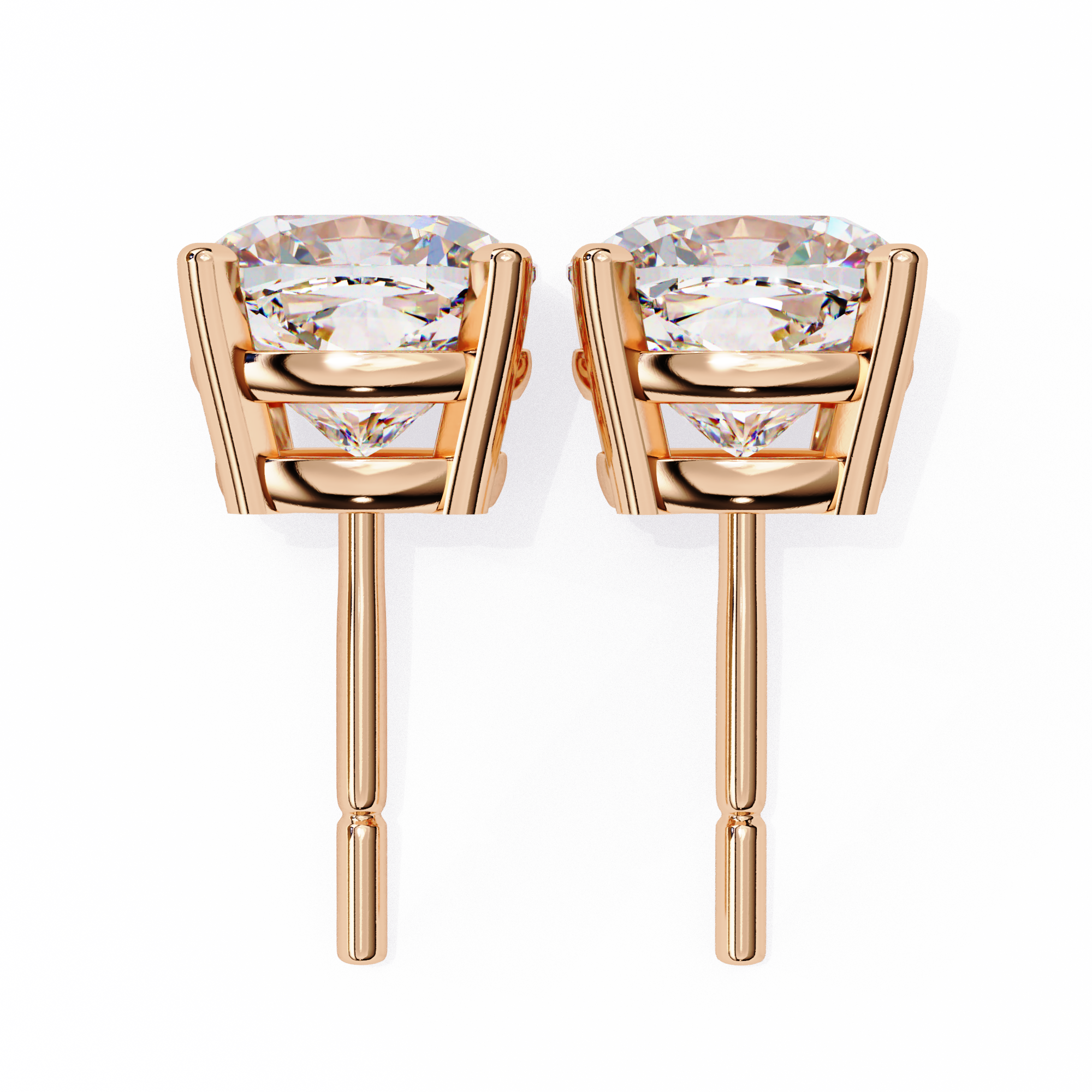 Cushion Diamond Stud Earrings 4-Prong Basket Setting