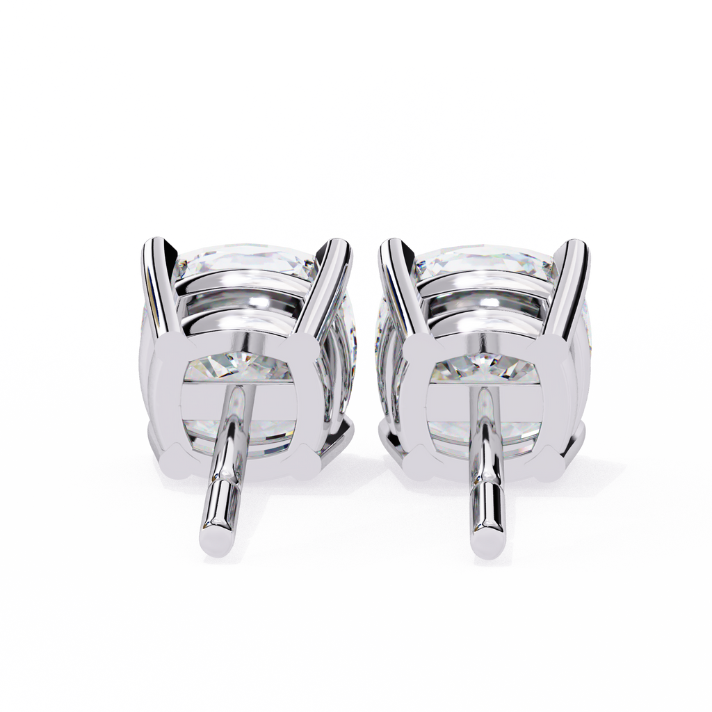 Cushion Diamond Stud Earrings 4-Prong Basket Setting